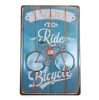 Vintage Dekor Fémtábla, dombornyomott, 'I want to ride my Bicycle' felirat, retro hangulatú kialakítás, 20x30cm