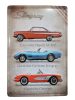 Vintage Dekor Fémtábla, dombornyomott 'Stingray' felirat, 3 dombornyomott autó, retro hangulatú kialakítás, 20x30cm