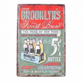   Vintage Dekor Fémtábla, dombornyomott 'Brooklyn's Finest Brew' felirat, retro hangulatú kialakítás, 20x30cm