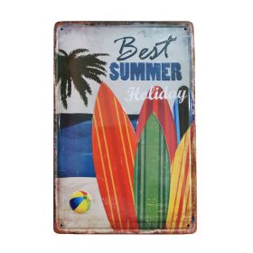   Vintage Dekor Fémtábla, dombornyomott 'Summer' felirat, retro hangulatú kialakítás, 20x30cm