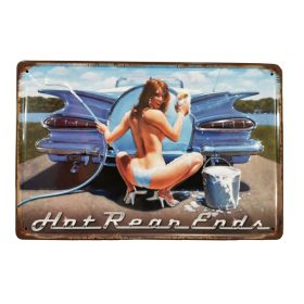   Vintage Dekor Fémtábla, dombornyomott, 'Hot Rean Ends' felirat, retro hangulatú kialakítás, 30x20cm