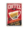 Vintage Dekor Fémtábla, dombornyomott 'COFFEE' felirat, retro hangulatú kialakítás, 20x30cm, piros háttér