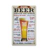 Vintage Dekor Fémtábla, dombornyomott 'BEER' felirat, retro hangulatú kialakítás, egy korsó sör rendelése 21 nyelven, 20x30cm