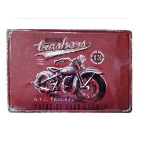   Vintage Dekor Fémtábla, dombornyomott, 'Trashers ...unde the bridge' felirat, retro hangulatú kialakítás, 30x20cm