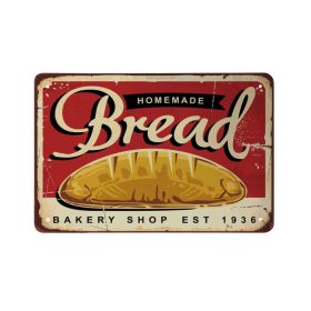   Vintage Dekor Fémtábla, dombornyomott 'Homemade Bread' felirat, retro hangulatú kialakítás, 30x20cm