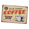 Vintage Dekor Fémtábla, dombornyomott 'COFFEE' felirat, retro hangulatú kialakítás, 30x20cm, világosbarna háttér