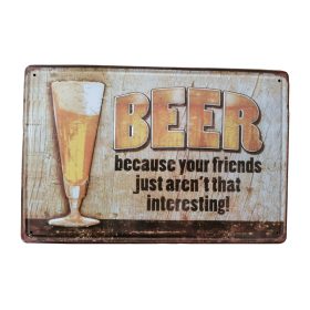   Vintage Dekor Fémtábla, dombornyomott 'BEER' felirat, retro hangulatú kialakítás, 30x20cm, fa mintás háttér