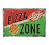 Vintage Dekor Fémtábla, dombornyomott, 'PIZZA ZONE' felirat, retro hangulatú kialakítás, 30x20cm