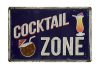 Vintage Dekor Fémtábla, dombornyomott 'COCKTAIL ZONE' felirat, retro hangulatú kialakítás, 30x20cm