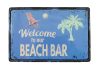 Vintage Dekor Fémtábla, dombornyomott 'BEACH BAR' felirat, retro hangulatú kialakítás, 30x20cm