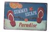Vintage Dekor Fémtábla, dombornyomott 'SUMMER ESCAPE' felirat, retro hangulatú kialakítás, 30x20cm