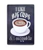 Vintage Dekor Fémtábla, dombornyomott 'I like Big Cups' felirat, retro hangulatú kialakítás, 20x30cm, fekete háttér