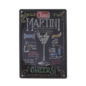   Vintage Dekor Fémtábla, dombornyomott 'MARTINI' felirat, retro hangulatú kialakítás, 20x30cm, sötét háttér