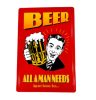 Vintage Dekor Fémtábla, dombornyomott 'BEER' felirat, retro hangulatú kialakítás, 20x30cm, piros háttér