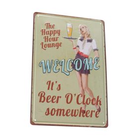   Vintage Dekor Fémtábla, dombornyomott 'WELCOME' felirat, retro hangulatú kialakítás, 20x30cm
