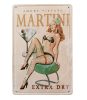Vintage Dekor Fémtábla, dombornyomott, 'Martini Extra Dry' felirat, retro hangulatú kialakítás, 20x30cm