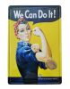 Vintage Dekor Fémtábla, dombornyomott 'We Can Do It!' felirat, retro hangulatú kialakítás, 20x30cm