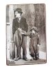 Vintage Dekor Fémtábla, Charlie Chaplin dombornyomott fényképe, retro hangulatú kialakítás, 20x30cm