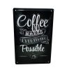 Vintage Dekor Fémtábla, dombornyomott 'Coffee' felirat, retro hangulatú kialakítás, 20x30cm, fekete háttér