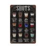 Vintage Dekor Fémtábla, dombornyomott 'SHOTS' felirat, retro hangulatú kialakítás, 20x30cm
