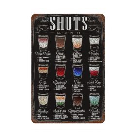   Vintage Dekor Fémtábla, dombornyomott 'SHOTS' felirat, retro hangulatú kialakítás, 20x30cm