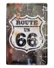 Vintage Dekor Fémtábla, dombornyomott, 'Route 66' felirat, retro hangulatú kialakítás, 20x30cm