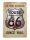 Vintage Dekor Fémtábla, dombornyomott 'Route 66 since 1926' felirat, retro hangulatú kialakítás, 20x30cm