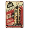 Vintage Dekor Fémtábla, dombornyomott, 'Gas Station 7/24' felirat, retro hangulatú kialakítás, 20x30cm