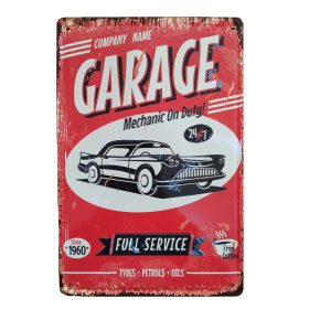   Vintage Dekor Fémtábla, dombornyomott 'Garage, Full Service 24/7' felirat, retro hangulatú kialakítás, 20x30cm