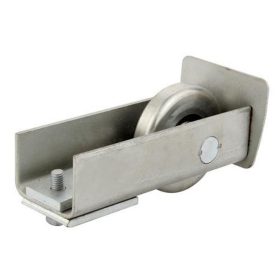   Felvezető görgő 60x60-as sínhez, szimpla csapágyas, Ø64mm-es görgővel, ezüst szín