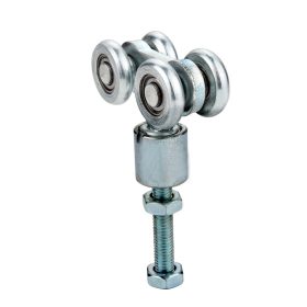   Függő ajtó görgőtest, 4db Ø25mm-es görgővel, felcsavarható, M8-as külső menettel