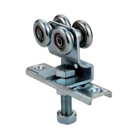   Függő ajtó görgőtest, 4db Ø25mm-es görgővel, felcsavarható, M10-es külső menettel