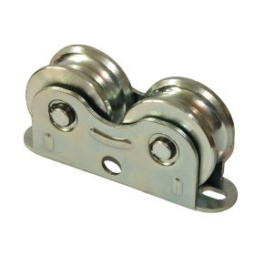   Tolókapu görgőtest, iker görgős, dupla csapágyas, Y-profilú 2db Ø48mm-es görgővel, ezüst színű