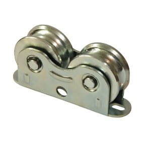   Tolókapu görgőtest, iker görgős, dupla csapágyas, Y-profilú 2db Ø58mm-es görgővel, ezüst színű