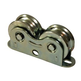   Tolókapu görgőtest, iker görgős, dupla csapágyas, Y-profilú 2db Ø68mm-es görgővel, ezüst színű