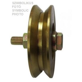   Tolókapu görgőtest, Y-profilú, Ø68mm-es szimpla csapágyas görgővel, M10-es menettel, réz bevonat