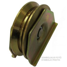   Tolókapu görgőtest, V-profilú, Ø58mm-es szimpla csapágyas görgővel, réz bevonat