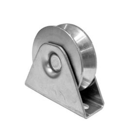   Tolókapu görgőtest, V-profilú, Ø68mm-es szimpla csapágyas görgővel, ezüst színű