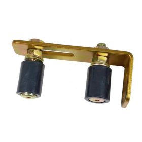   Állítható kapuvezető görgőtest, 2db Ø30mm-es görgővel, 150x60mm konzol méret, sárgaréz bevonat