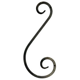   Gépi megmunkálású S-elem, kovácsoltvas alkatrész/kerítés-/ablakrácselem, 39cm (12x12mm)