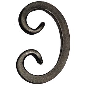    Gépi megmunkálású C-elem, kovácsoltvas alkatrész/kerítés-/ablakrácselem, 12cm (12x12mm)