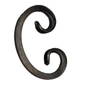   Gépi megmunkálású C-elem, kovácsoltvas alkatrész/kerítés-/ablakrácselem, 15cm (12x12mm)