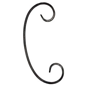   Gépi megmunkálású C-elem, kovácsoltvas alkatrész/kerítés-/ablakrácselem, 22cm (12x6mm)