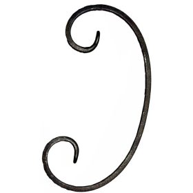   Gépi megmunkálású C-elem, kovácsoltvas alkatrész/kerítés-/ablakrácselem, 30cm (12x6mm)