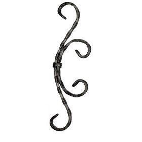   Gépi megmunkálású C-elem, kovácsoltvas alkatrész/kerítés-/ablakrácselem, 29cm (12x6mm)