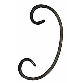   Gépi megmunkálású C-elem, kovácsoltvas alkatrész/kerítés-/ablakrácselem, 11.5cm (12x6mm)