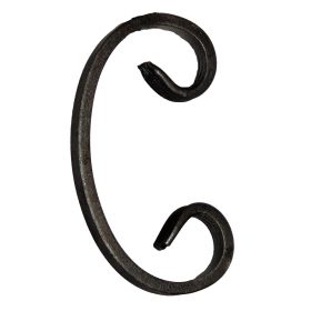   Gépi megmunkálású C-elem, kovácsoltvas alkatrész/kerítés-/ablakrácselem, 12cm (12x6mm)
