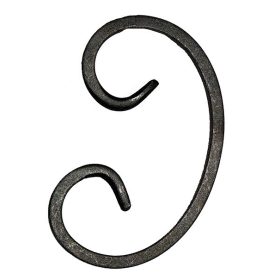   Gépi megmunkálású C-elem, kovácsoltvas alkatrész/kerítés-/ablakrácselem, 13cm (12x6mm)