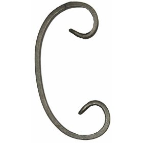   Gépi megmunkálású C-elem, kovácsoltvas alkatrész/kerítés-/ablakrácselem, 15cm (12x6mm)