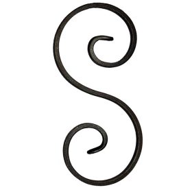   Gépi megmunkálású S-elem, kovácsoltvas alkatrész/kerítés-/ablakrácselem, 23cm (12x6mm)